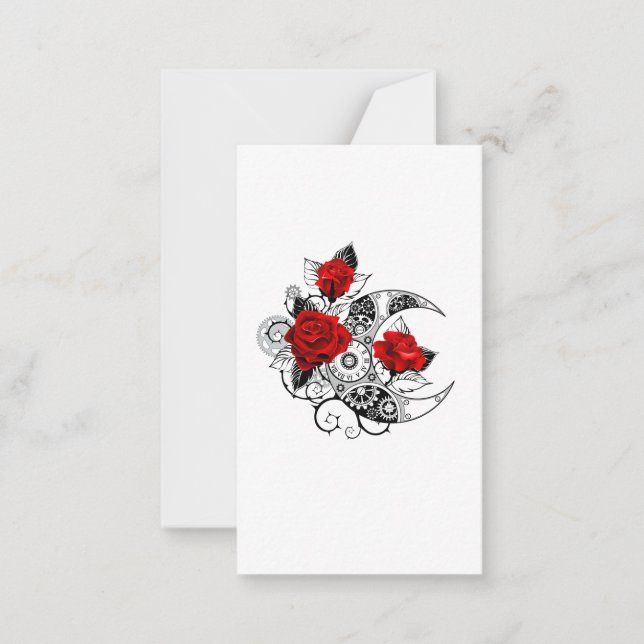 Mechanical Crescent with Red Roses Card (Front)