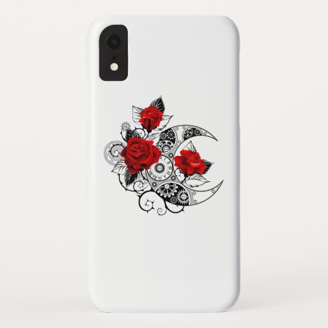 Mechanical Crescent with Red Roses Case-Mate iPhone Case (Back)