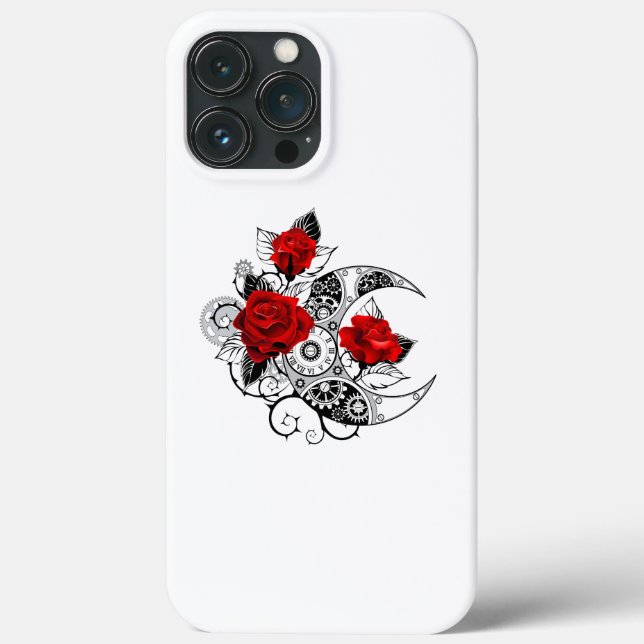 Mechanical Crescent with Red Roses Case-Mate iPhone Case (Back)
