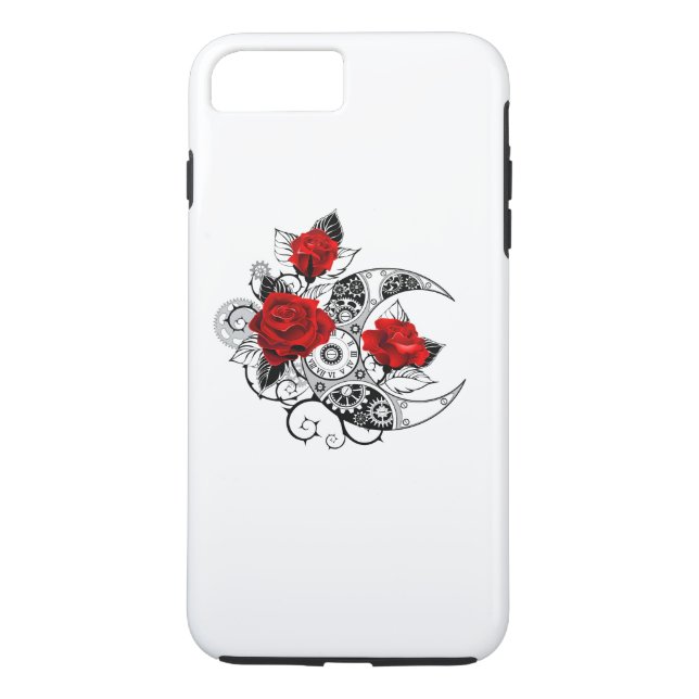 Mechanical Crescent with Red Roses Case-Mate iPhone Case (Back)