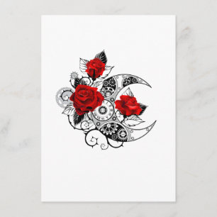 Mechanical Crescent with Red Roses Enclosure Card