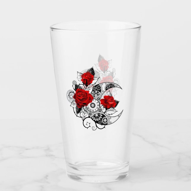 Mechanical Crescent with Red Roses Glass (Front)