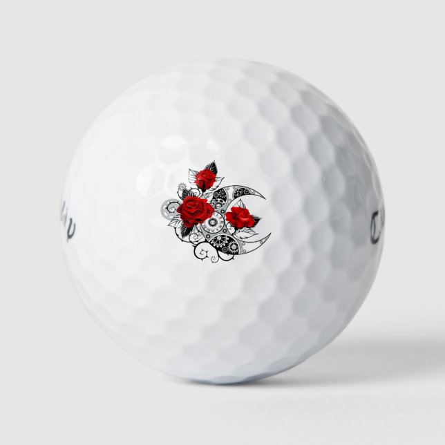Mechanical Crescent with Red Roses Golf Balls (Front)