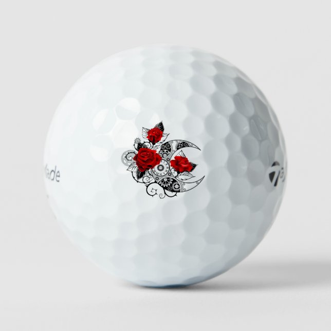 Mechanical Crescent with Red Roses Golf Balls (Front)