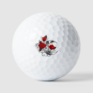 Mechanical Crescent with Red Roses Golf Balls