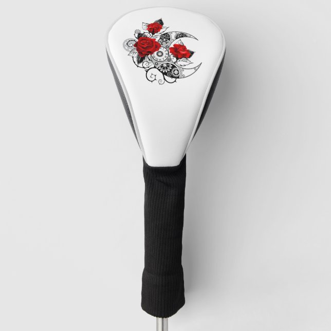 Mechanical Crescent with Red Roses Golf Head Cover (Front)