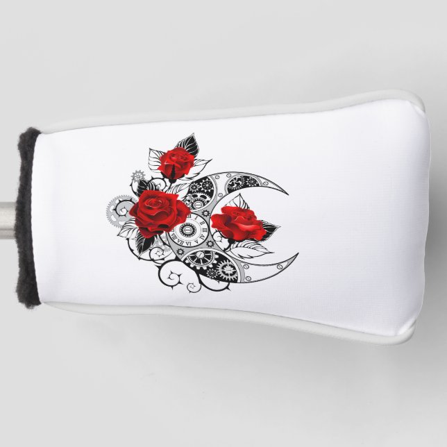 Mechanical Crescent with Red Roses Golf Head Cover (Front)