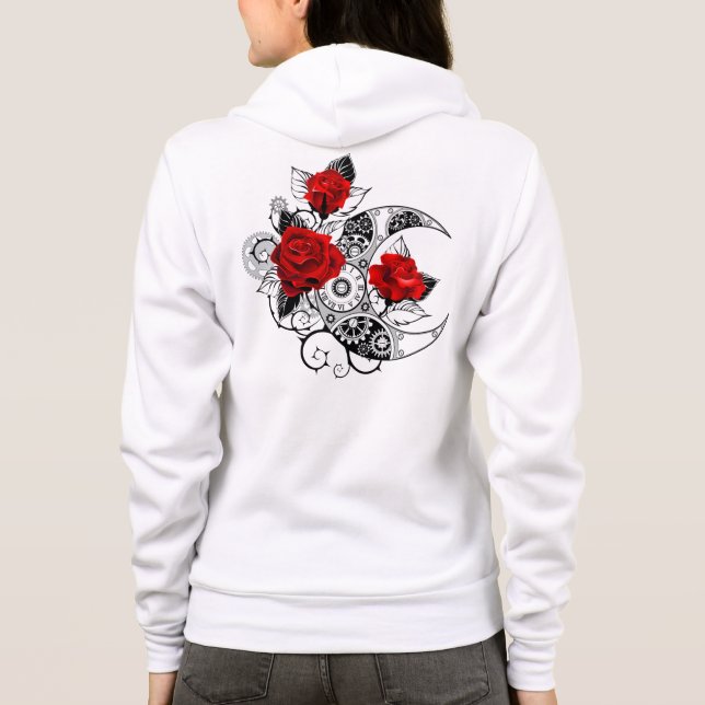 Mechanical Crescent with Red Roses Hoodie (Back)