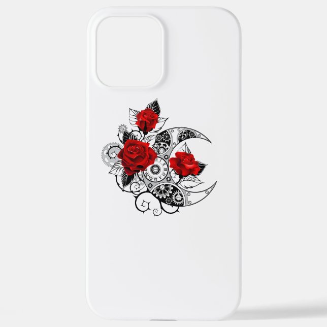Mechanical Crescent with Red Roses iPhone Case (Back)