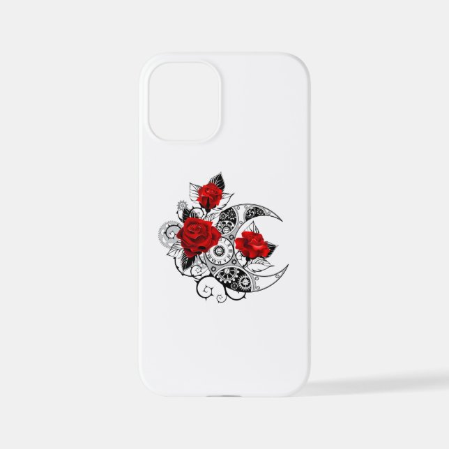 Mechanical Crescent with Red Roses iPhone Case (Back)