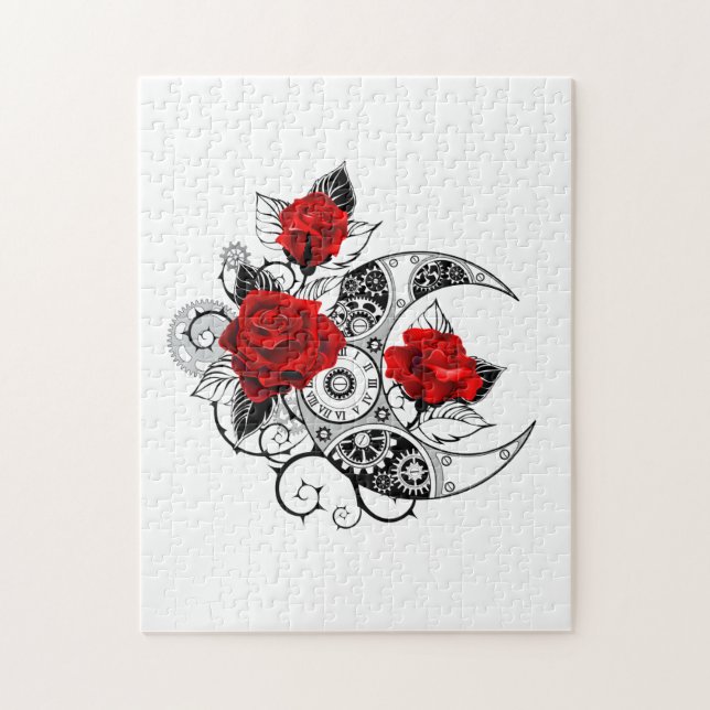 Mechanical Crescent with Red Roses Jigsaw Puzzle (Vertical)