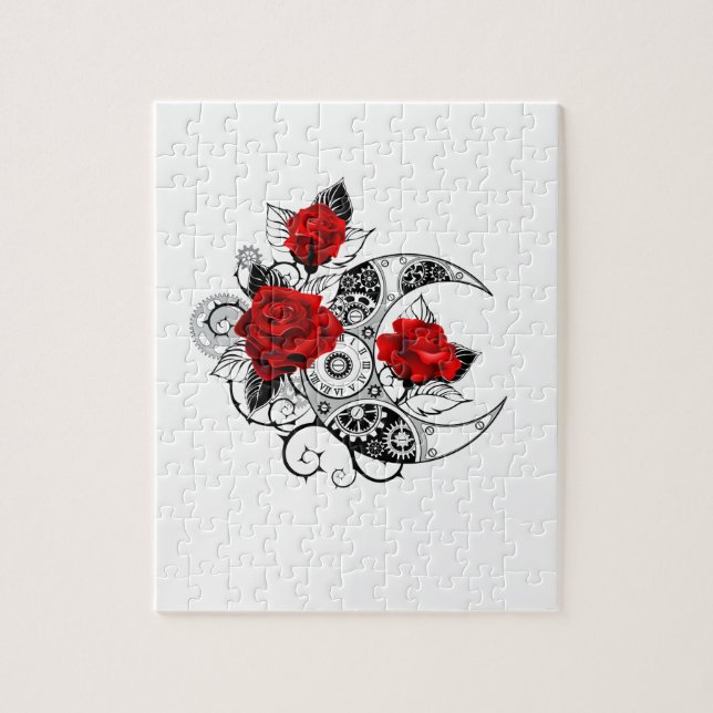 Mechanical Crescent with Red Roses Jigsaw Puzzle (Vertical)