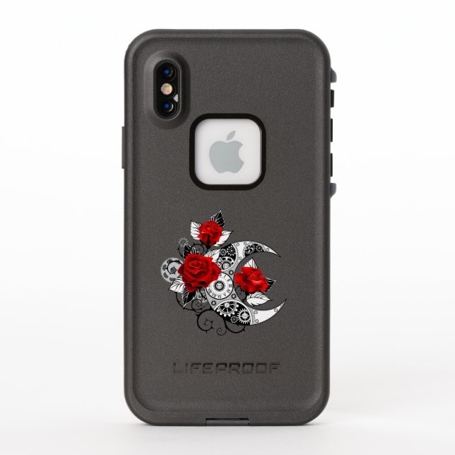 Mechanical Crescent with Red Roses LifeProof iPhone Case (Back)