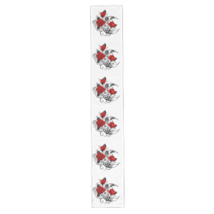 Mechanical Crescent with Red Roses Long Table Runner