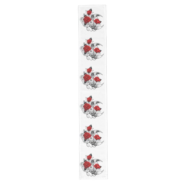 Mechanical Crescent with Red Roses Long Table Runner (Front)