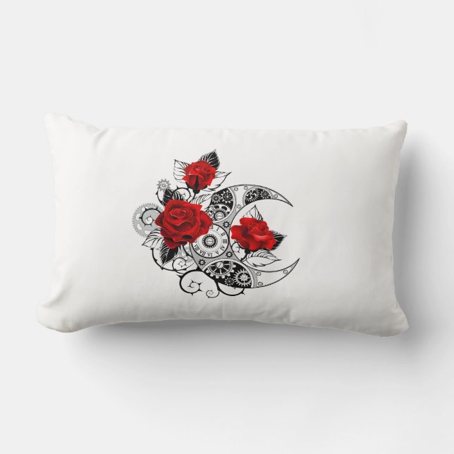 Mechanical Crescent with Red Roses Lumbar Cushion (Front)