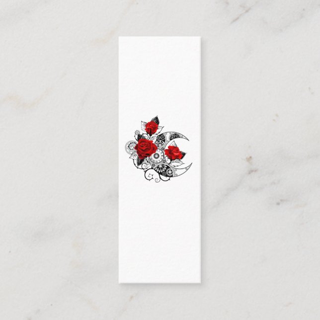 Mechanical Crescent with Red Roses Mini Business Card (Front)