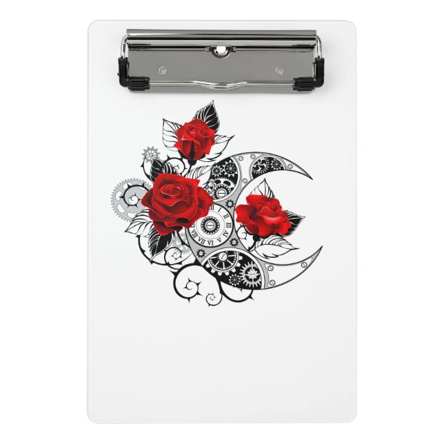 Mechanical Crescent with Red Roses Mini Clipboard (Front)