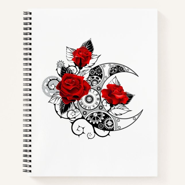 Mechanical Crescent with Red Roses Notebook (Front)