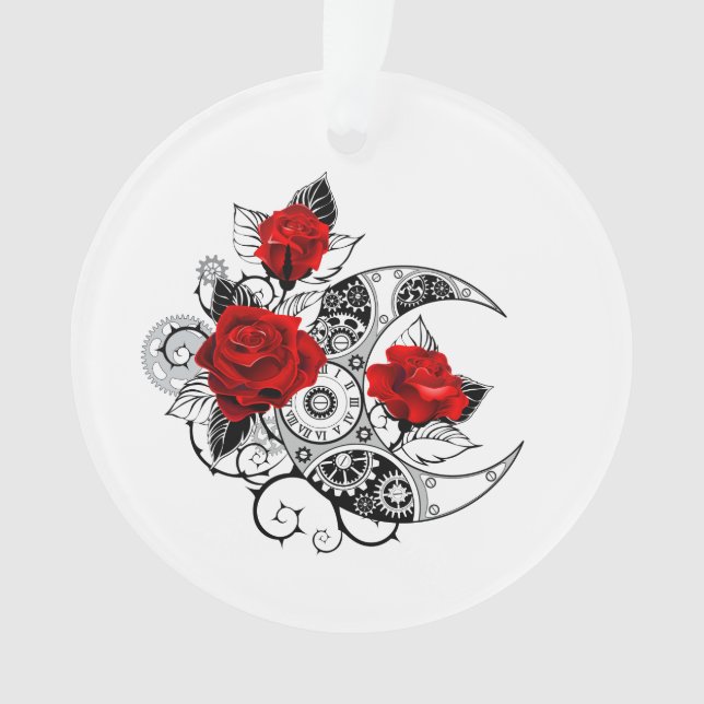 Mechanical Crescent with Red Roses Ornament (Front)