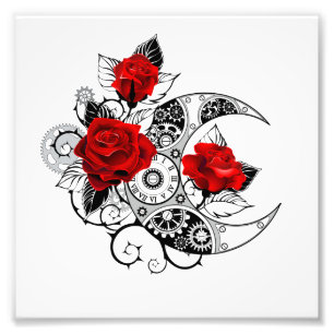 Mechanical Crescent with Red Roses Photo Print