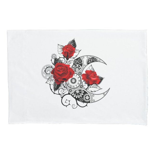 Mechanical Crescent with Red Roses Pillowcase (Front)