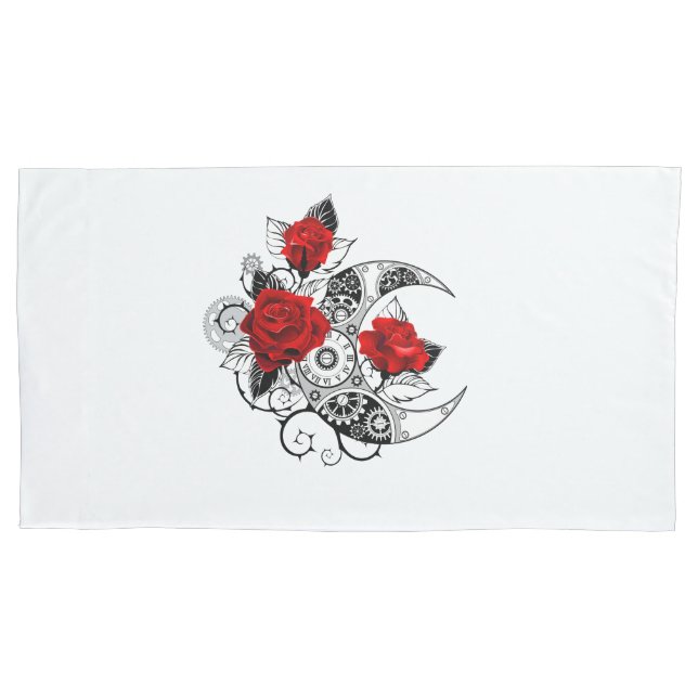 Mechanical Crescent with Red Roses Pillowcase (Front-Left)