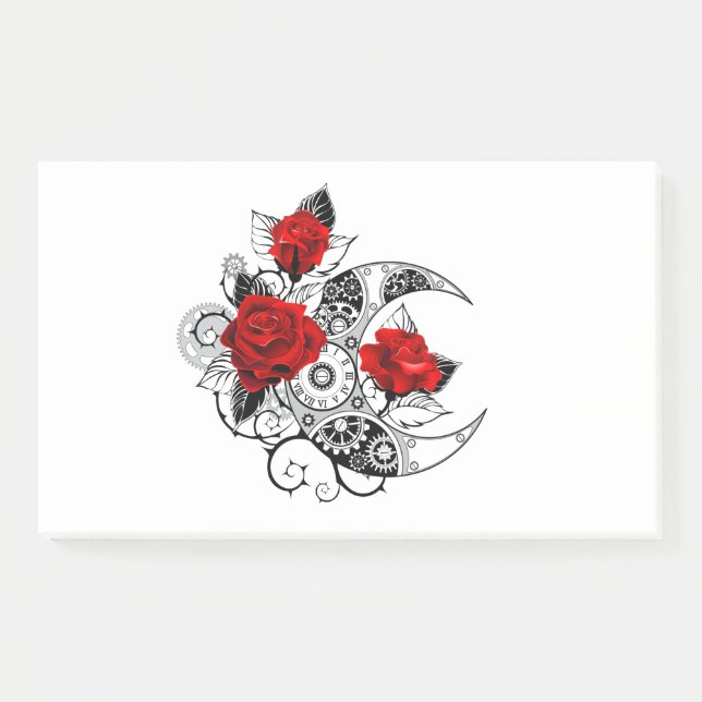 Mechanical Crescent with Red Roses Post-it Notes (Front)