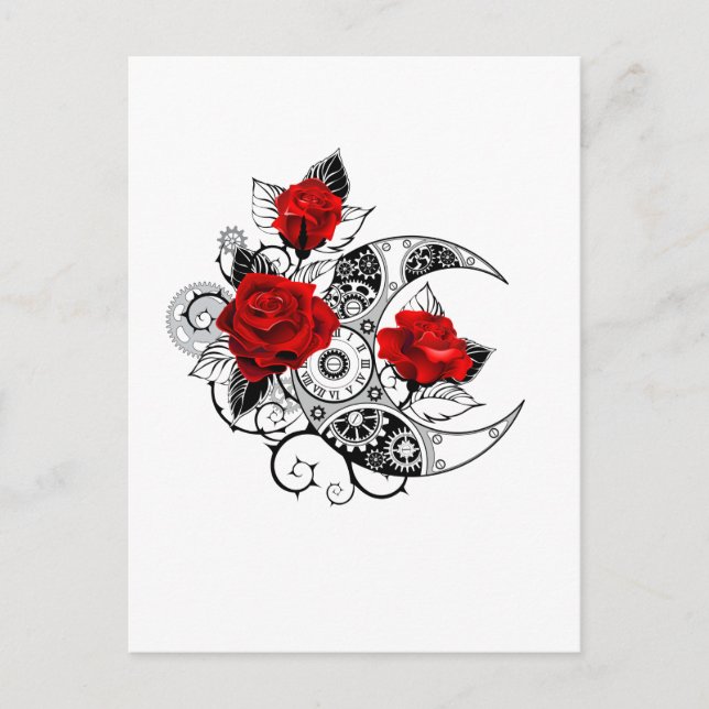 Mechanical Crescent with Red Roses Postcard (Front)