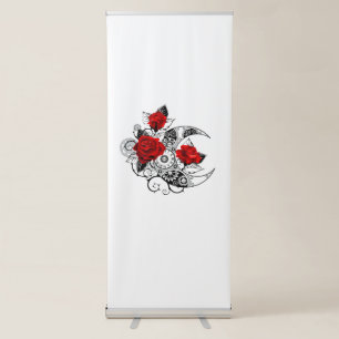 Mechanical Crescent with Red Roses Retractable Banner