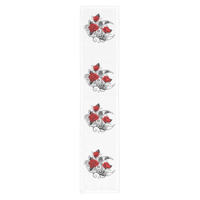 Mechanical Crescent with Red Roses Short Table Runner (Front)