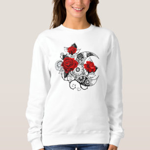 Mechanical Crescent with Red Roses Sweatshirt