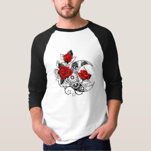 Mechanical Crescent with Red Roses T-Shirt