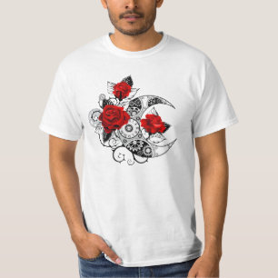 Mechanical Crescent with Red Roses T-Shirt