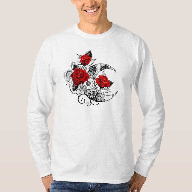 Mechanical Crescent with Red Roses T-Shirt (Front)