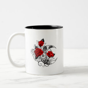 Mechanical Crescent with Red Roses Two-Tone Coffee Mug