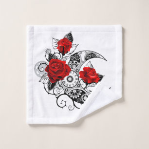 Mechanical Crescent with Red Roses Wash Cloth