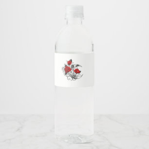 Mechanical Crescent with Red Roses Water Bottle Label