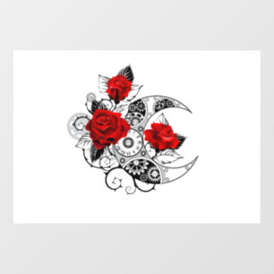 Mechanical Crescent with Red Roses Window Cling