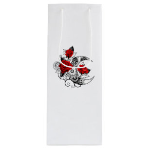 Mechanical Crescent with Red Roses Wine Gift Bag