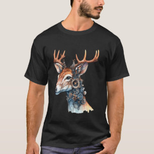 Mechanical Deer Steampunk Stag Antler Neo-Victoria T-Shirt