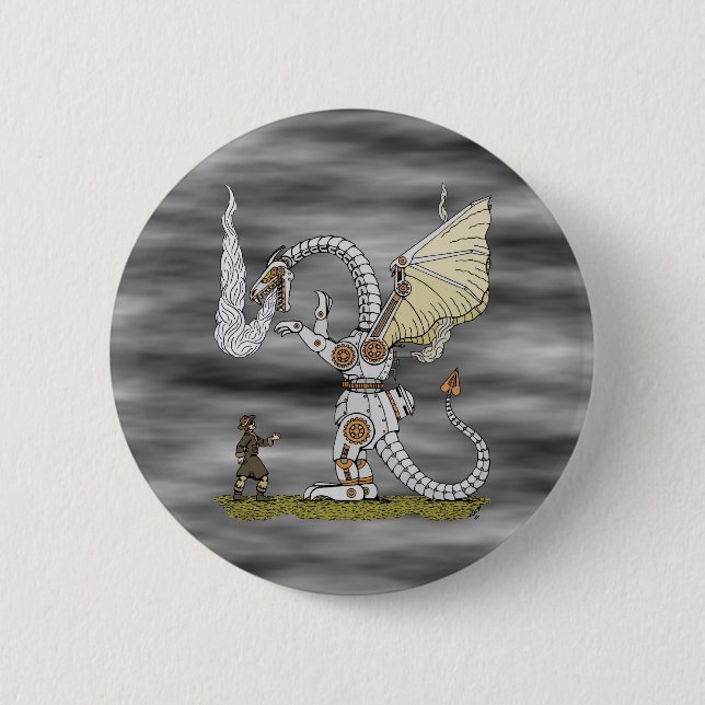 Mechanical Dragon 6 Cm Round Badge (Front)