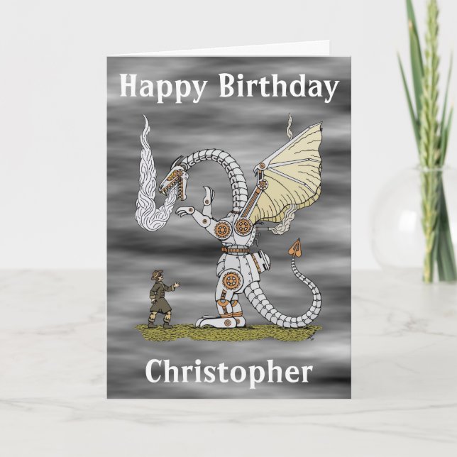 Mechanical Dragon Birthday Card (Front)