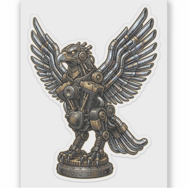 Mechanical Eagle Sticker — Steampunk Biker  (Front)