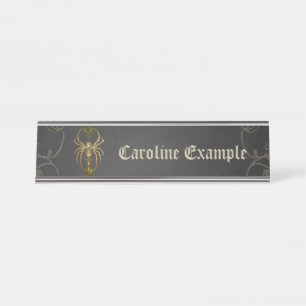 Mechanical elegance, the spider in the dark. desk name plate