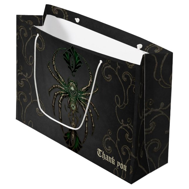 Mechanical elegance, the spider in the dark.  large gift bag (Front Angled)