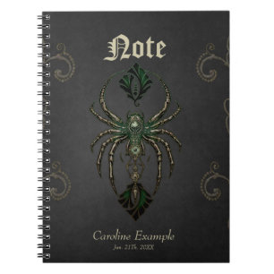 Mechanical elegance, the spider in the dark. notebook