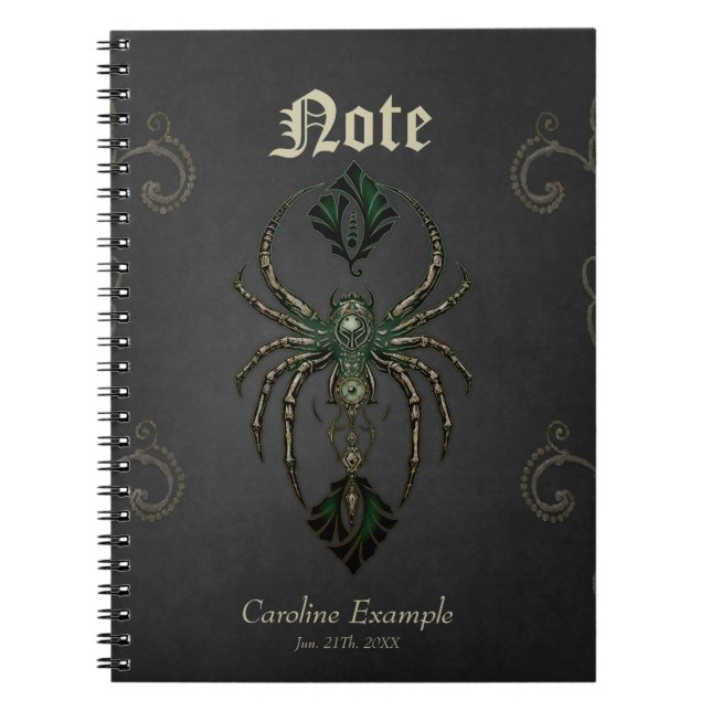 Mechanical elegance, the spider in the dark. notebook (Front)