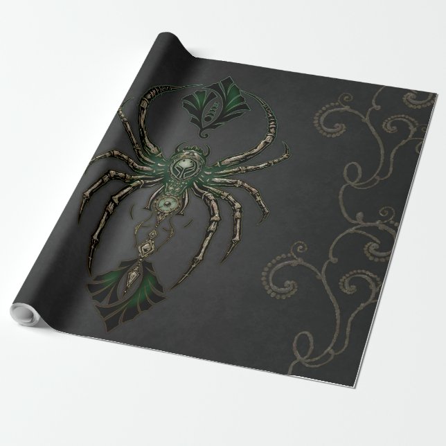 Mechanical elegance, the spider in the dark. wrapping paper (Unrolled)