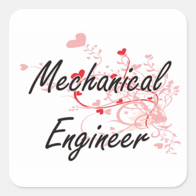 Mechanical Engineer Artistic Job Design with Heart Square Sticker (Front)